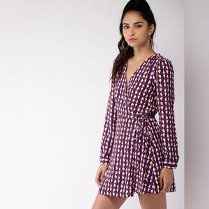 NWT Forever 21 Geometric Print Long Sleeve Wrap Dress